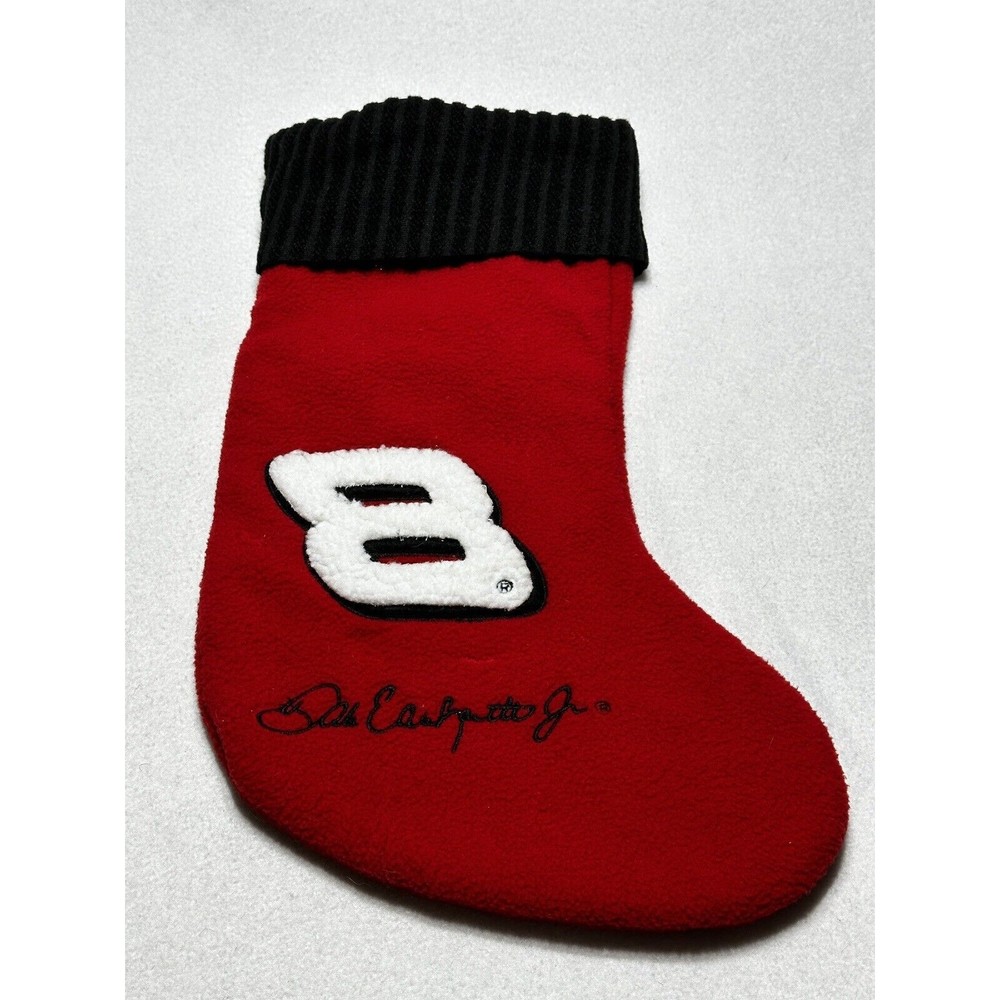 Dale Earnhardt Jr Christmas Stocking 8 Red Black Fleece - A Few Snags - Blemish